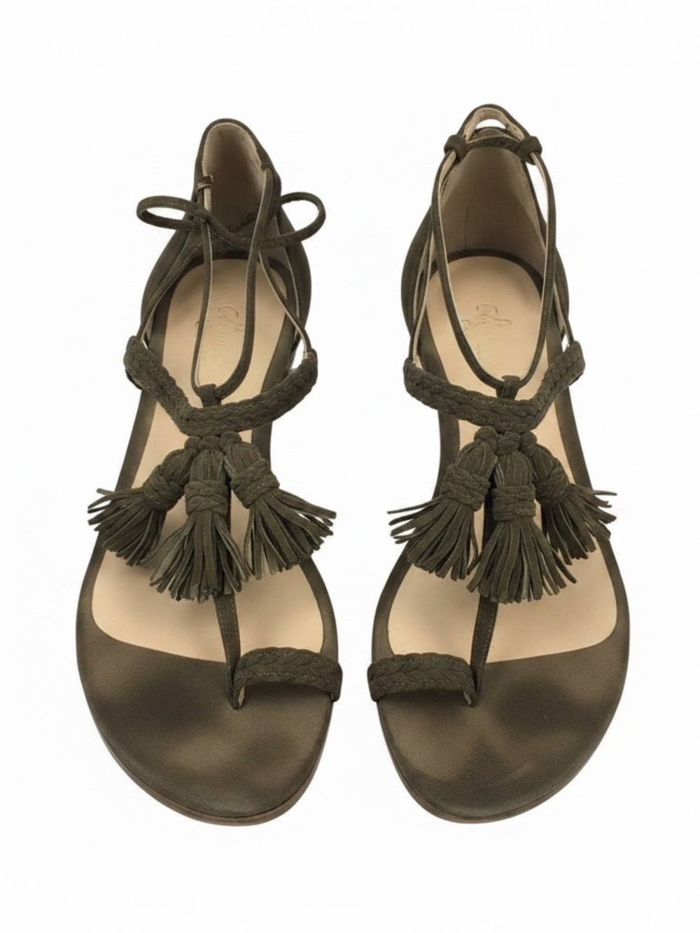 Stuart Weismann Belize 50 sandals in Olive, Size 8.5